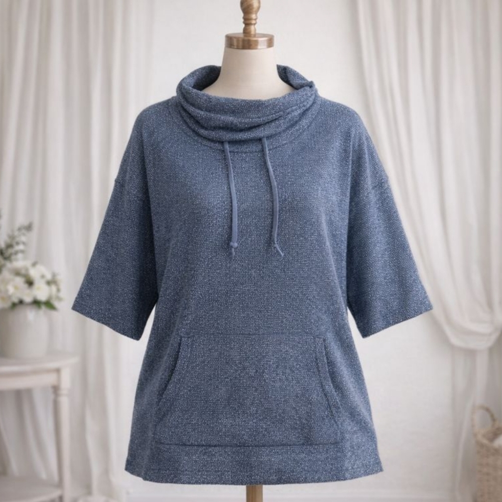 PureJill Textured Short Sleeve Cowl Neck Top